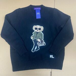 Polo by Ralph Lauren Black Sweater with Bear Design